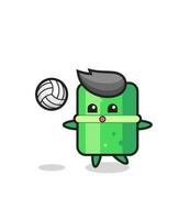 personaje de dibujos animados de bambú está jugando voleibol vector