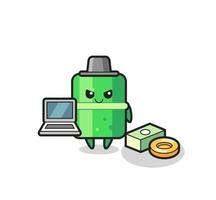 Mascot Illustration of bamboo as a hacker vector