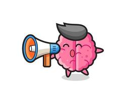 brain character illustration holding a megaphone vector