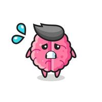 brain mascot character with afraid gesture vector