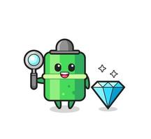 Illustration of bamboo character with a diamond vector