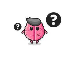 Cartoon Illustration of brain with the question mark vector