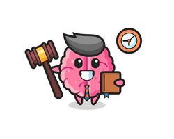 Mascot cartoon of brain as a judge vector