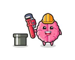 Character Illustration of brain as a plumber vector