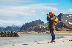 Traveler photographer taking over the landscape photo landscape