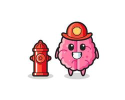 Mascot character of brain as a firefighter vector