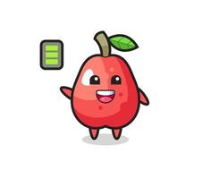 water apple mascot character with energetic gesture vector