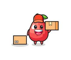 Mascot Illustration of water apple as a courier vector