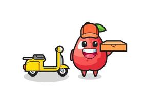 Character Illustration of water apple as a pizza deliveryman vector