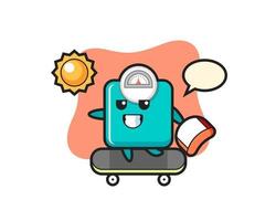 weight scale character illustration ride a skateboard vector