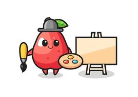 Illustration of water apple mascot as a painter vector