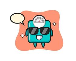 Cartoon mascot of weight scale with cool gesture vector