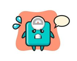 weight scale mascot character with afraid gesture vector