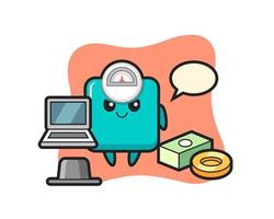 Mascot Illustration of weight scale as a hacker vector