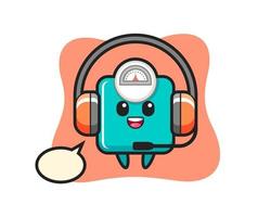 Cartoon mascot of weight scale as a customer service vector