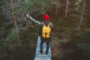 Man hiking on a trail photo