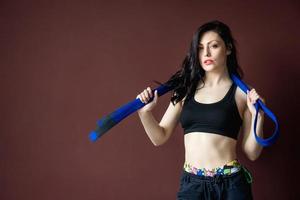 Athletic woman with blue belt photo