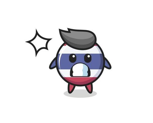 thailand flag badge character cartoon with shocked gesture