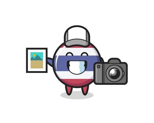 Character Illustration of thailand flag badge as a photographer