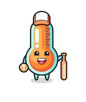 Cartoon character of thermometer as a baseball player vector