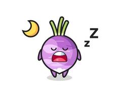turnip character illustration sleeping at night vector