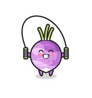 turnip character cartoon with skipping rope vector