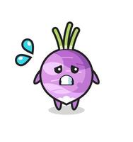 turnip mascot character with afraid gesture vector