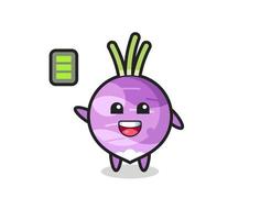 turnip mascot character with energetic gesture vector