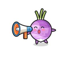 turnip character illustration holding a megaphone vector