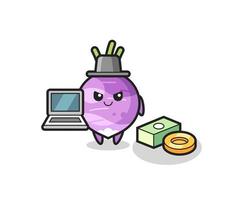 Mascot Illustration of turnip as a hacker vector