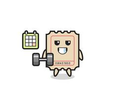 ticket mascot cartoon doing fitness with dumbbell vector