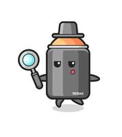 spray paint cartoon character searching with a magnifying glass vector