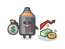 spray paint illustration cartoon holding money sack vector