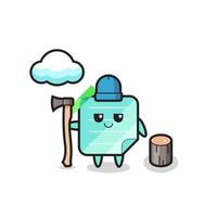 Character cartoon of sticky notes as a woodcutter vector