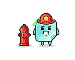 personaje mascota de notas adhesivas como bombero vector