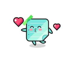 sticky notes character cartoon with kissing gesture vector