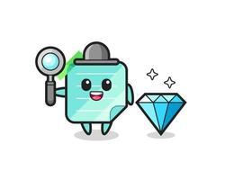 Illustration of sticky notes character with a diamond vector