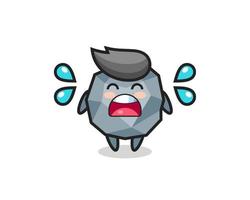 stone cartoon illustration with crying gesture vector