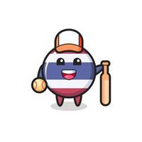 Cartoon character of thailand flag badge as a baseball player vector
