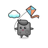 safe box mascot illustration is playing kite vector