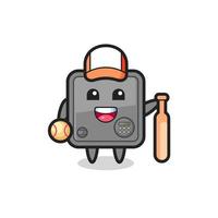 personaje de dibujos animados de caja fuerte como jugador de béisbol vector