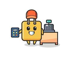 Illustration of shopping bag character as a cashier vector