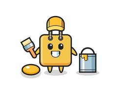 Character Illustration of shopping bag as a painter vector