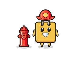 Mascot character of shopping bag as a firefighter vector