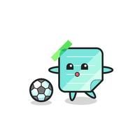 Illustration of sticky notes cartoon is playing soccer vector