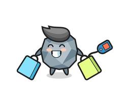 stone mascot cartoon holding a shopping bag vector