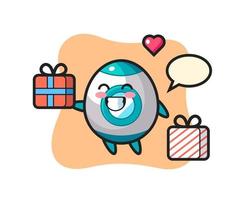 rocket mascot cartoon giving the gift vector