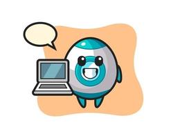 Mascot Illustration of rocket with a laptop vector