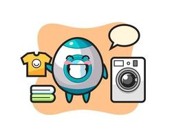 Mascot cartoon of rocket with washing machine vector