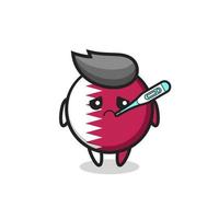 qatar flag badge mascot character with fever condition vector